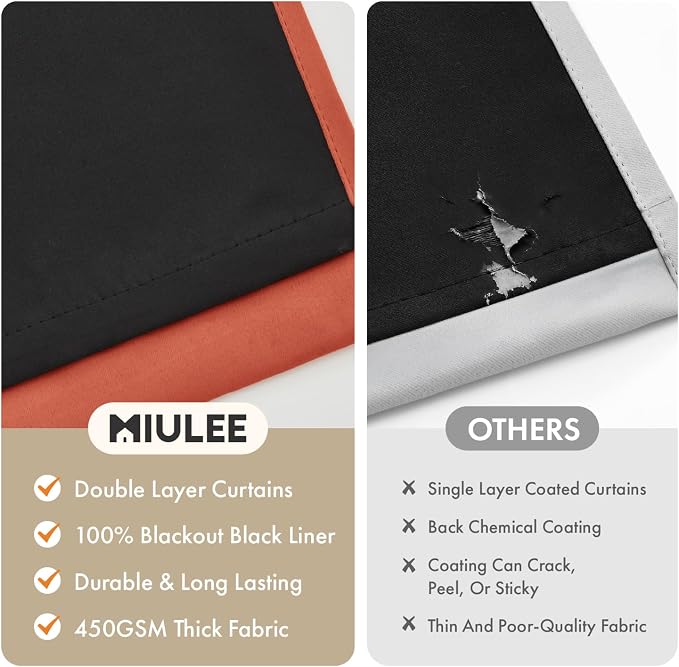 MIULEE Burnt Orange 100% Blackout Fall Curtains - Image 4