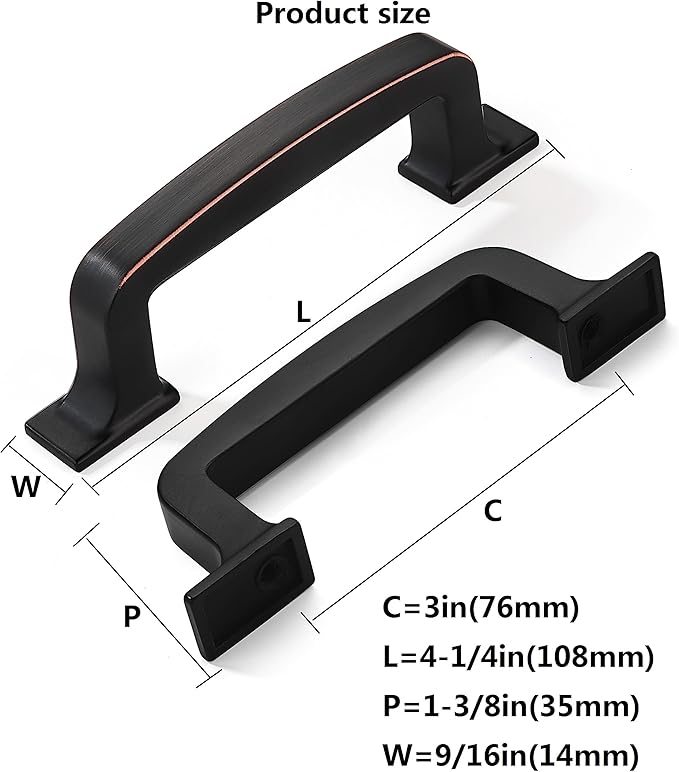 Khtumeware 10 Pack 3-Inch Cabinet Handles - Oil Rubbed Bronze Pulls & Drawer Handles for Cabinets & Cupboards