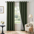 100% Blackout Linen Textured Curtains 84 Inch Long, Loden | 100% Blackout Shield by 100BlackoutShield