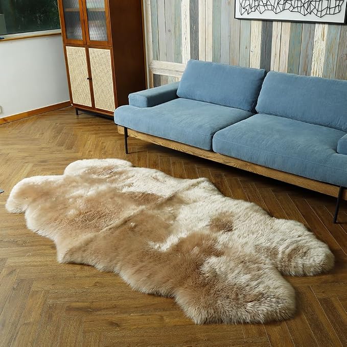 LLB Genuine Sheepskin Area Rug Wool Rug Fur Carpet Fluffy Shaggy Fur Rug - Image 3