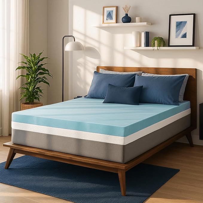 Sure2Sleep Gel Swirl Memory Foam Mattress Topper - 2 Inch, Pressure Relieving, Cooling Comfort - Made in The USA & CertiPUR-US Certified - Softens Firm Beds and Extends Mattress Life - Twin XL Size