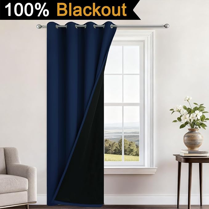 Yakamok Navy Blue Blackout Curtains 96" Long - Image 2