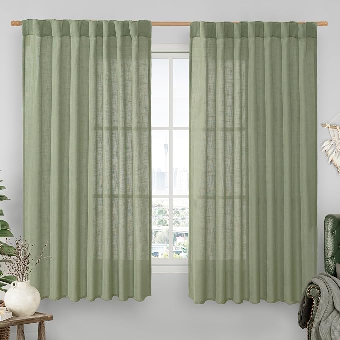 Extra Wide Semi Sheer Linen Curtains by LAMIT