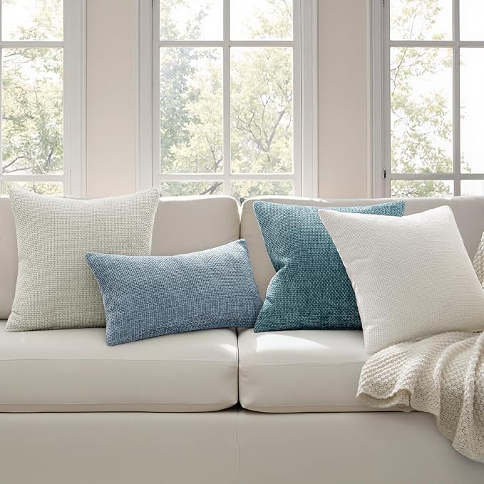 MIULEE Decorative Couch Throw Pillow Covers 20x20 Inch Light Blue 2 Pack | - Image 3