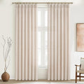 PleatedDrapes Textured Semi Sheer Burlap Curtains 84 Inches Long, Neutral by PleatedDrapes