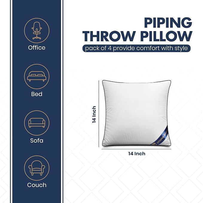 Utopia Bedding 14x14 Throw Pillow Inserts, Decorative Pillows, Plush & - Image 2