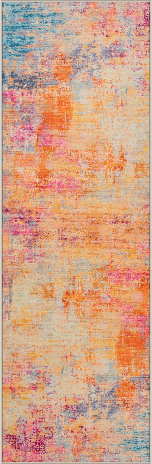 2x5 Washable Runner Rug：Modern Abstract Soft Carpet Galaxy Haze | by FXRHLP
