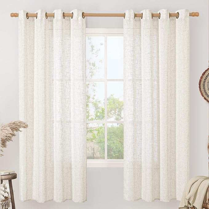 Linen Blended Curtains 72 inch for Bedroom, Linen Textured Light Filtering by LAMIT