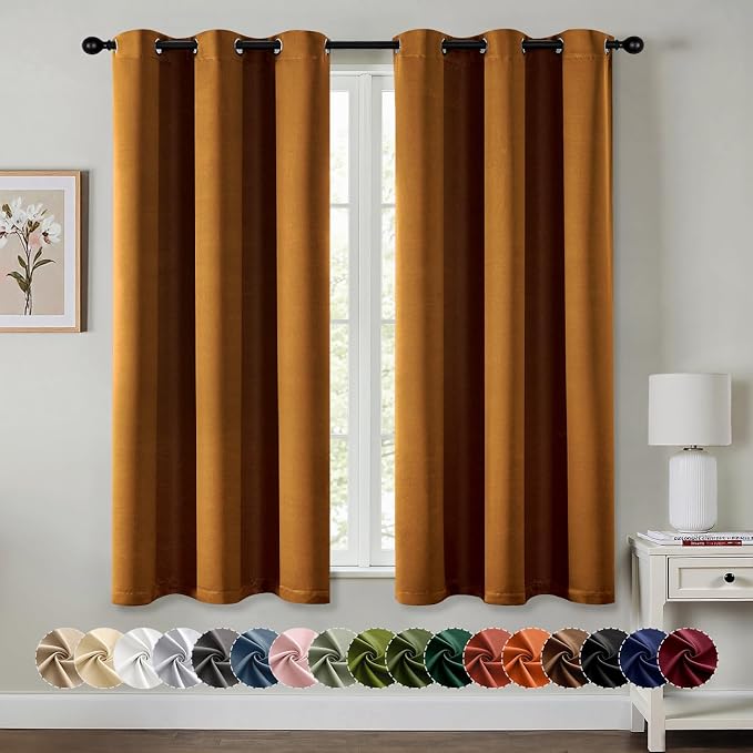 MIULEE Blackout Curtains for Bedroom 2 Panels 40 x 45 Inch Long Gold Brown | by MIULEE