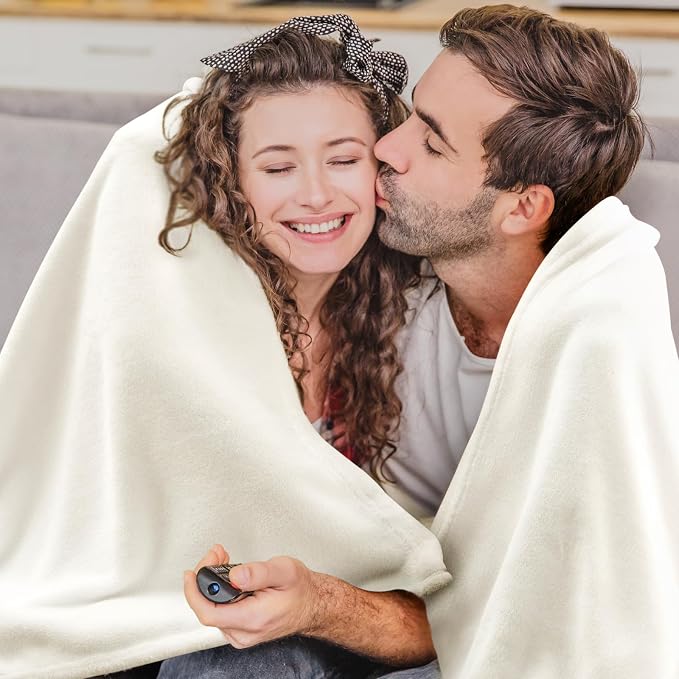 BEDELITE Fleece Blanket Soft Plush King Size Bed Blanket Cream 108"x90" | Ultra - Image 4