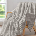 BEDELITE Ribbed Twin Blanket for Couch & Bed, Light Grey, Warm Yet Lightweight by BEDELITE