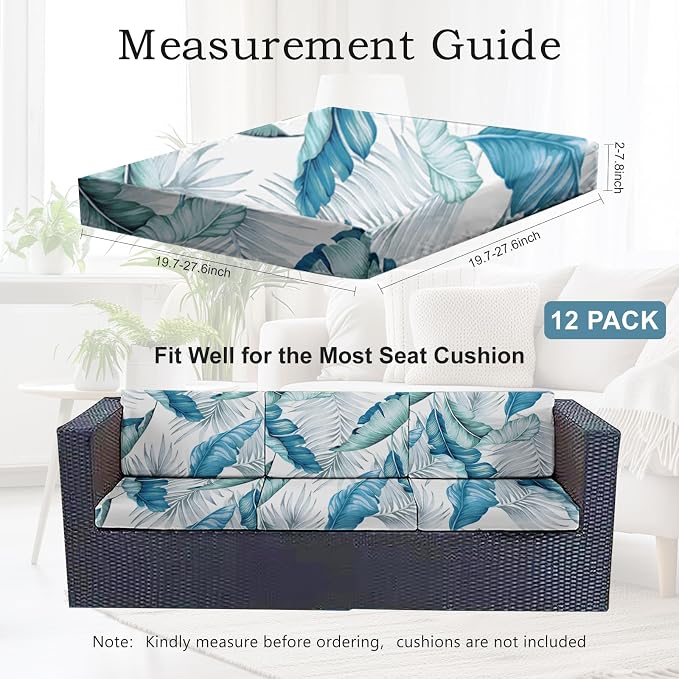 CALBODE 12Pcs Stretch Patio Cushion Covers Outdoor Couch Cover Replacement - Image 2