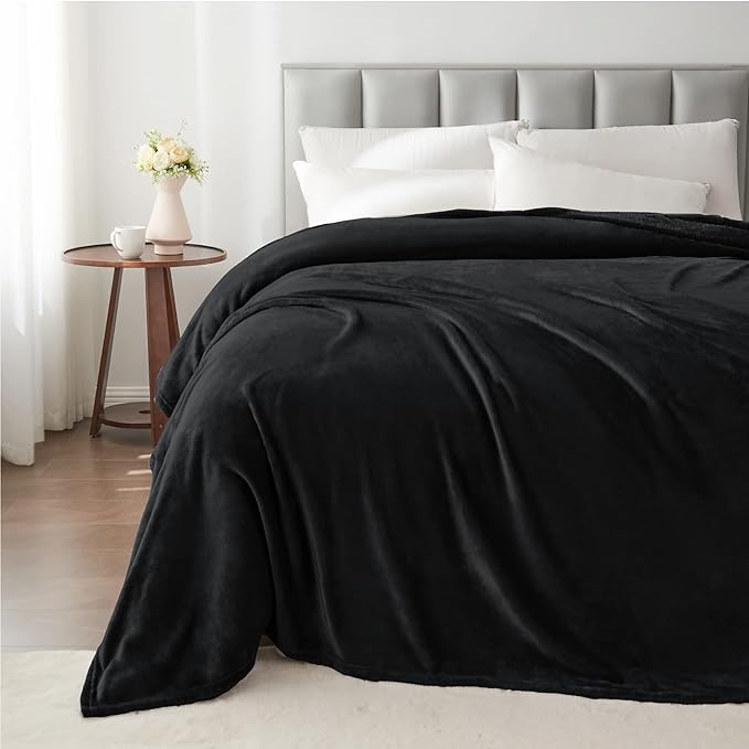 BEDELITE Fleece Blanket Soft Plush King Size Bed Blanket Black 108"x90" | Ultra - Image 6