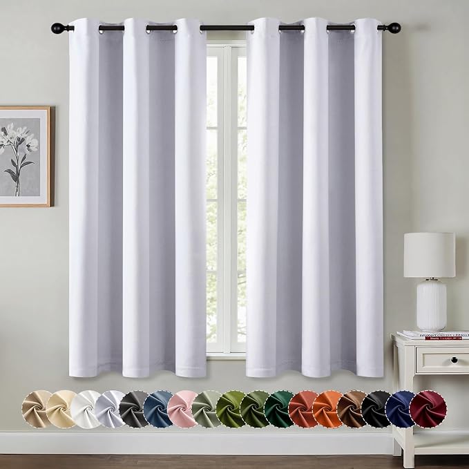 MIULEE Blackout Curtains for Bedroom 2 Panels 40x45 Inch Long Greyish White | by MIULEE