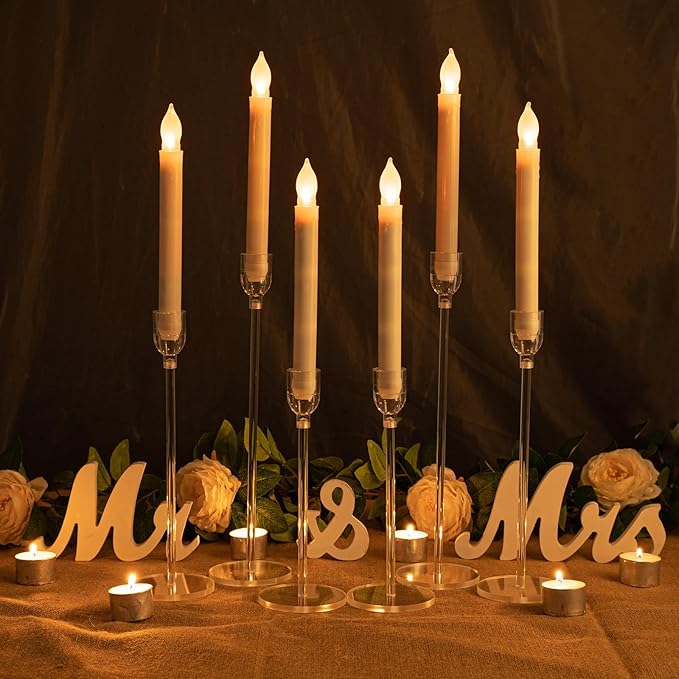 Vincidern 18pcs Clear Taper Candle Holders for Table Centerpieces, Acrylic Candle Holder Set for Wedding, Events, Party, Christmas, Halloween, Clear Decorative Candlestick Holders