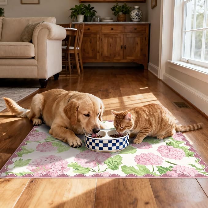 Front Door Mat Outside Entrance, 2x3 Pink White Floral Entryway Rug | Non-Slip - Image 5