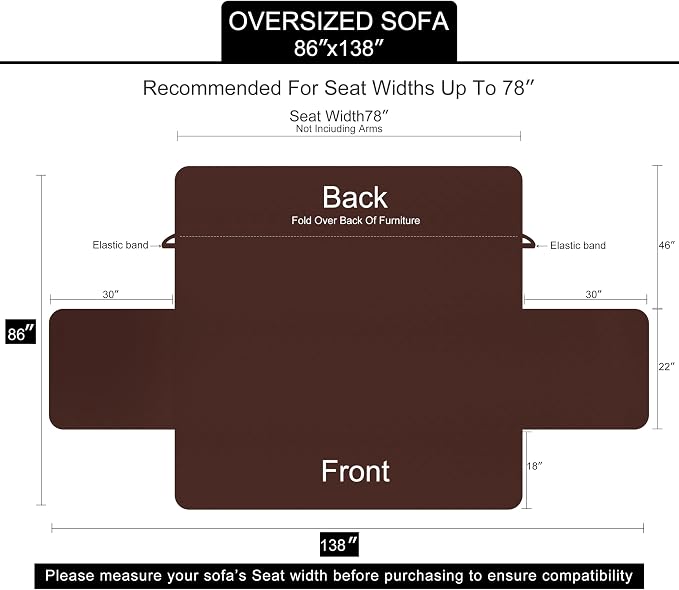 U-NICE HOME Large Sofa Cover Reversible Couch Cover, Light Camel/Beige | - Image 6
