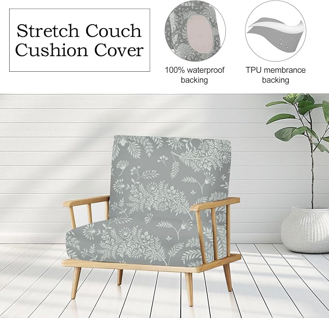 CALBODE Ourdoor Cushion Covers Waterproof Set of 12 Floral Printed Stretch - Image 4