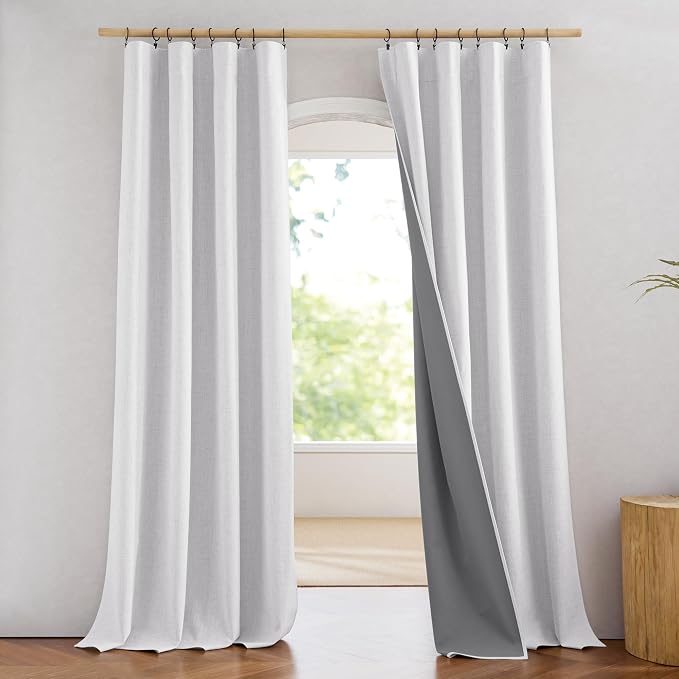 NICETOWN Full Blackout Linen Curtains 108" Length by NICETOWN