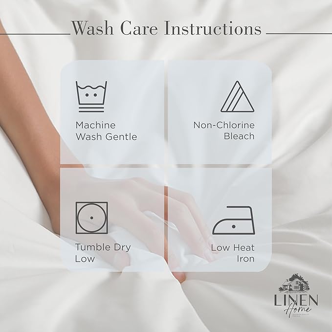 Linen Home 100% Cotton Percale Sheets Full Size, Blue Duck Egg, Deep Pocket, 4 Pieces Set - 1 Flat, 1 Deep Pocket Fitted Sheet and 2 Pillowcases, Crisp Cool and Strong Bed Linen