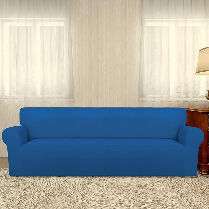 PureFit Stretch Couch Covers for Sofa 4 Seater Slipcovers Classic Blue | - Image 2