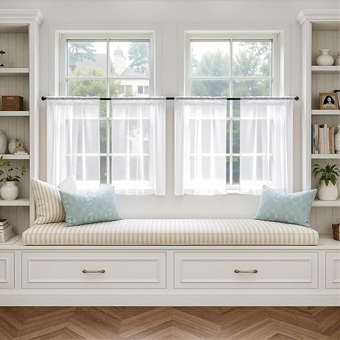 MIULEE White Short Sheer Curtains 36 Inches Long 4 Panels 42 x 36 Inches | - Image 4