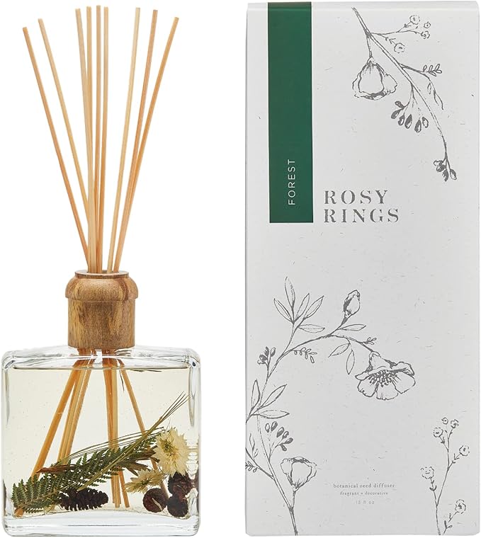 Rosy Rings Botanical Reed Diffuser Forest 13 Ounces - Lasts 6-12 Months, Aromatherapy Diffuser, Reed Diffuser with Botanicals Perfect for Home Decor!