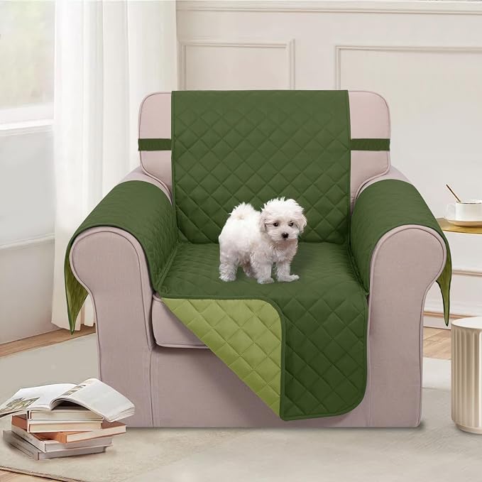 U-NICE HOME Reversible Oversized 28''Chair Covers, Huntergreen/Sage | Armchair - Image 2