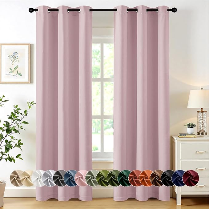 MIULEE Blackout Curtains for Bedroom 2 Panels 40 x 84 Inch Long Blush Pink | by MIULEE