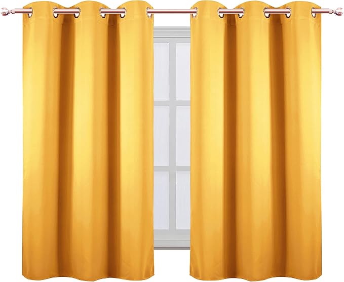 Yellow Thermal Blackout Curtains/38 x 54 Inch/Set of 2 Panels Room Darkening - Image 2