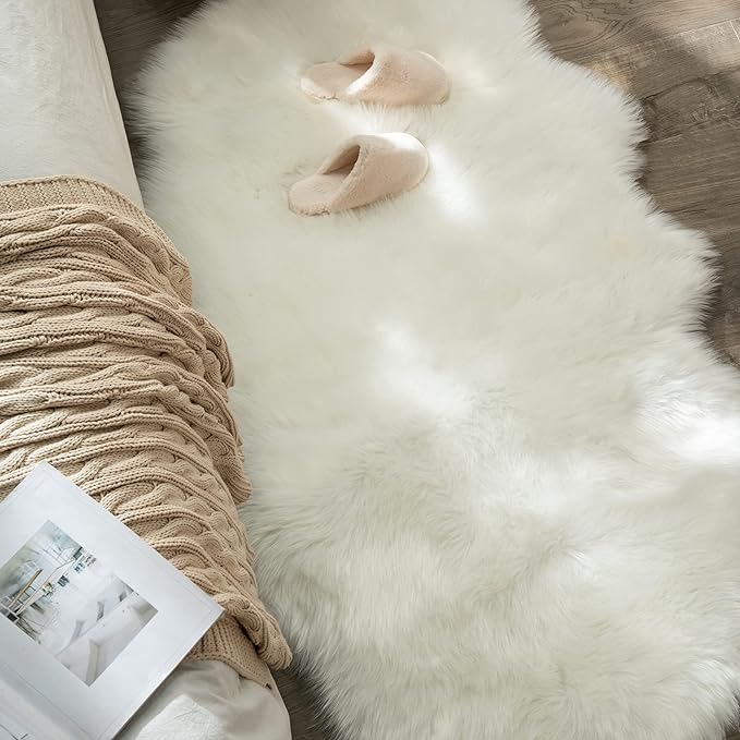 MIULEE Fluffy Area Rug 3x5 ft Faux Fur Sheepskin Rug - Image 3