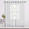 NICETOWN Light Gray Sheer Curtains - Simple Design Window Treatment Ring Top Voile Panels for Girls Room (2-Pack, W54 x L72)