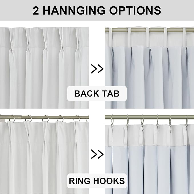 Vision Home White Pinch Pleated Full Blackout Curtains Thermal Insulated Window - Image 6