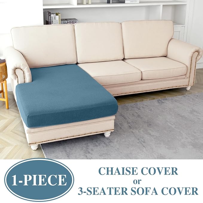 LA MEACK Couch Cushion Cover Chaise Lounge Cover Washable Separate Seat Chaise - Image 2
