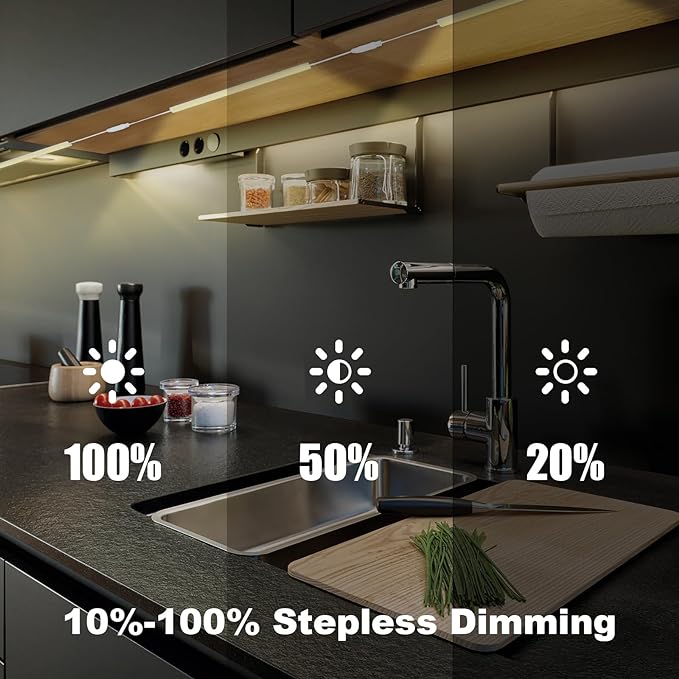 Under Cabinet Lights Plug in, 3 Pcs 12 Inch Thin Under Cabinet Lighting, Natural White Under Counter Lights for Kitchen, Dimmable LED Light Bar for Cabinet, Counter, Workbench, Desk