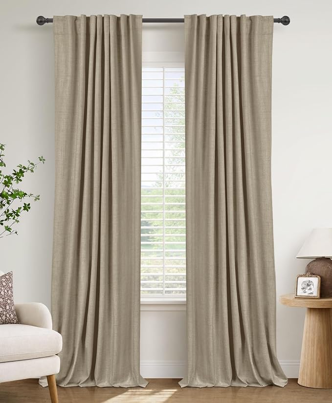Faux Linen Total Blackout Curtains by 100BlackoutShield