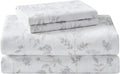 Laura Ashley - Flannel Sheets Full Size, Anti-Pilling & Wrinkle Resistant Cotton, Touchably Soft for All-Season Comfort - Bed Sheets with Matching Pillowcases & Fitted Sheet (Fawna Grey)