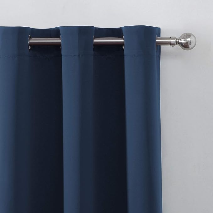 Navy Blue Thermal Blackout Curtains/38 x 63 Inch/Set of 2 Panels Room Darkening - Image 7