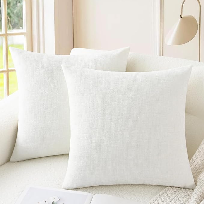 CaliTime Decorative Couch Throw Pillow Covers 20 X 20 Inches True White | Pack by CaliTime