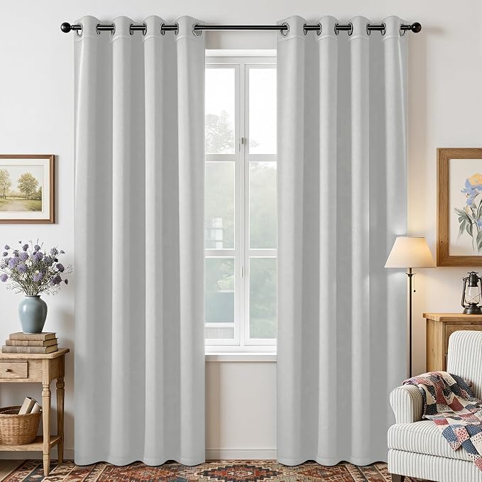 Joydeco White Curtains 84 Inches Long 2 Panels Set, Thermal Insulated Long by JOYDECO
