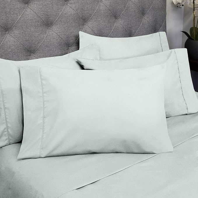 Sweet Home Collection 6 Piece 1500 Supreme Collection Brushed Microfiber Deep Pocket Sheet Set-2 Extra Pillow Cases, Great Value, Split King, Mint