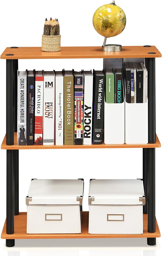 Furinno Shelves Industrial Multipurpose Side Table, Marble White