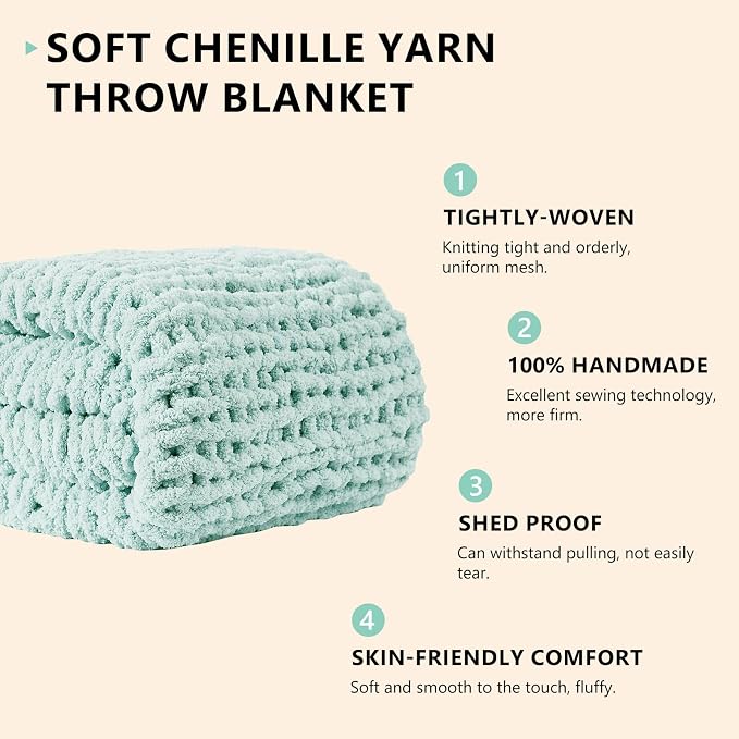 L'AGRATY Chunky Knit Throw Blanket - Image 2