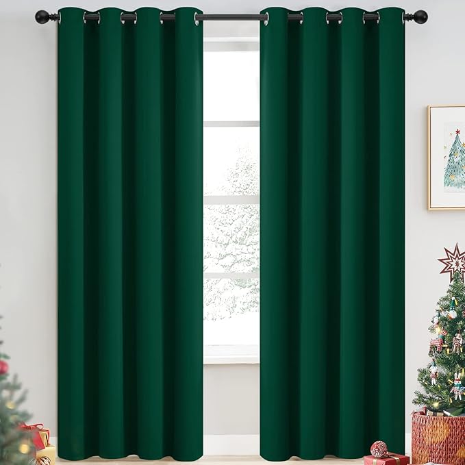 Yakamok Room Darkening Curtains 52x84 inch Length Dark Green-Living Room | 2 by Yakamok