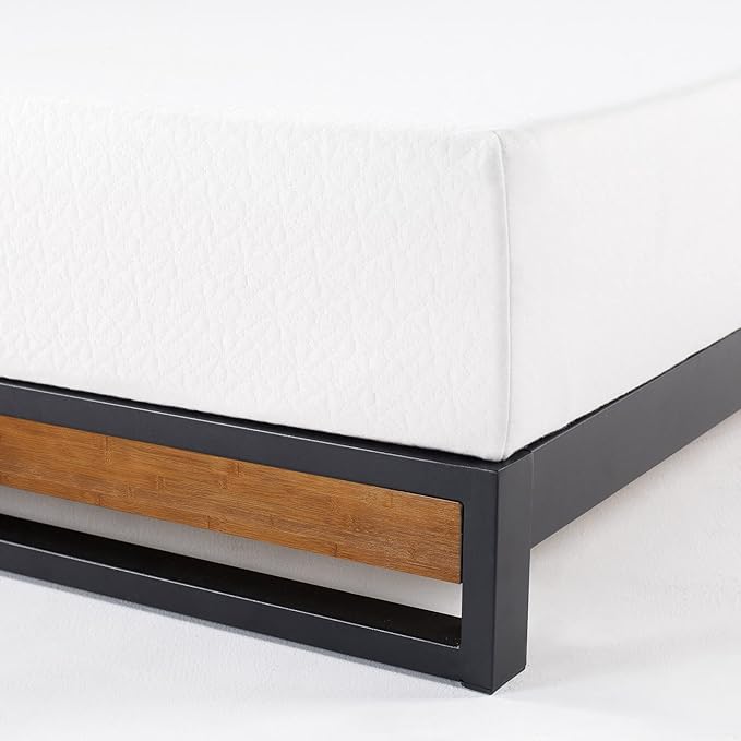 ZINUS GOOD DESIGN Award Winner Suzanne 6 Inch Bamboo and Metal Platforma Bed Frame, No Box Spring Needed, Wood Slat Support, Chestnut Brown, King