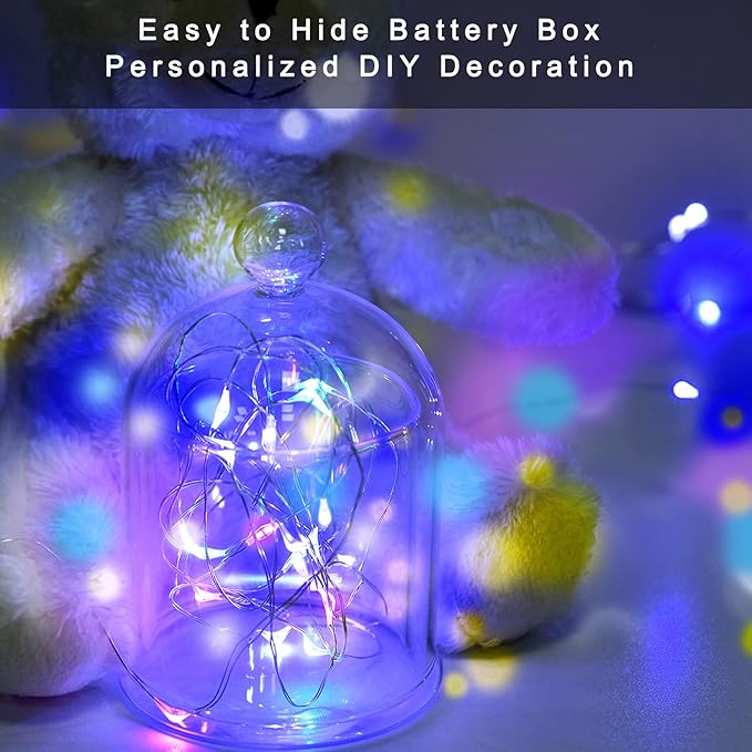 Colored Fairy Lights Mini Lights Battery Operated, 12-Pack 7ft 20 Small LED Lights for Crafts, Multi Colored Mini String Lights for Mason Jar Bedroom Wedding Party Table Christmas Decoration