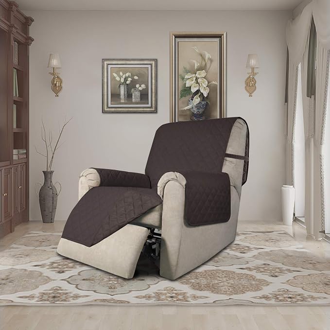 Easy-Going Reversible Couch Cover, Recliner 19 in, Chocolate/Chocolate | - Image 2