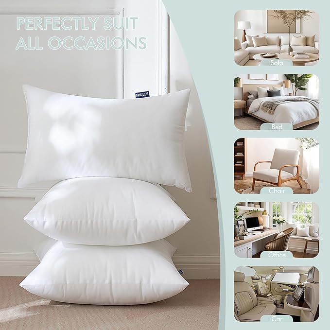 MIULEE Pillow Insert 20x20 Inch Set of 2 Decorative Throw Pillow Inserts | - Image 5