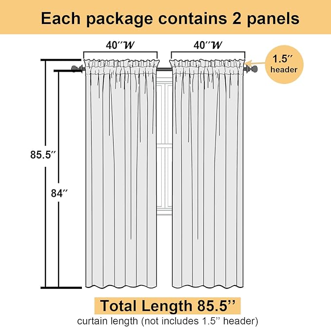 Light Purple Sheer Curtains 84 Inches Long 2 Panels, Double Rod Pocket Window - Image 4