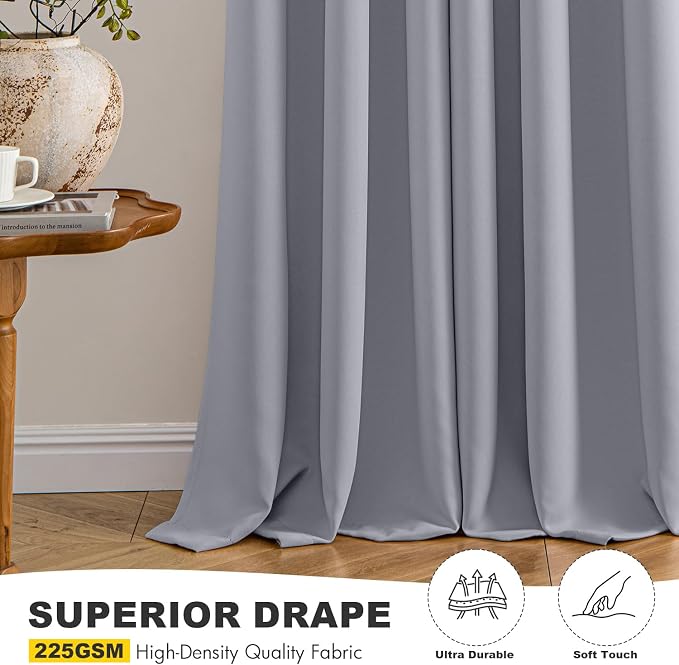 MIULEE Blackout Curtains for Bedroom 2 Panels 40 x 63 Inch Long Silver Grey | - Image 5